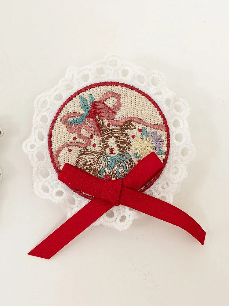 Embroidery Kitty Brooch