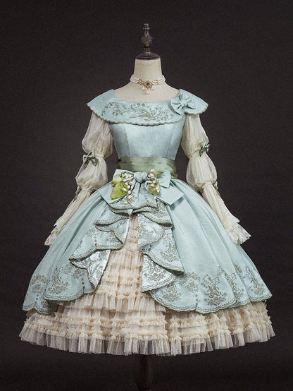 Waist Layered Lolita Skirt Under Beige Elastic Ruffles