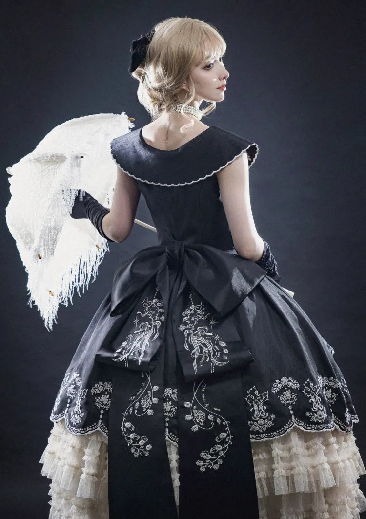 Lily Stickerei Kleid Beige Lolita Valley of Black Classic die