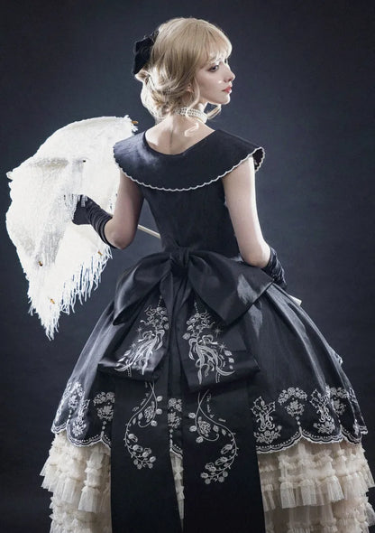 Lily Stickerei Kleid Beige Lolita Valley of Black Classic die