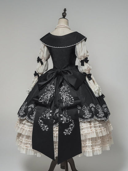 Waist Layered Lolita Skirt Under Beige Elastic Ruffles