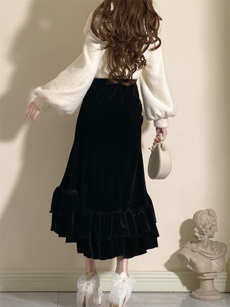 Dress Elegant Coat + Set Classic Black Mermaid Lolita