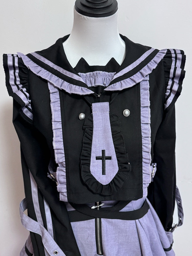 Kei Cat Trim Jirai Accessory Ruffles BlackPurple Ear