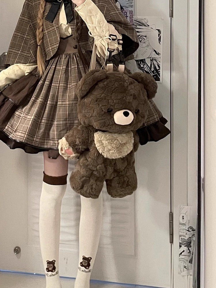 Detachable 35cm/50cm Backpack Brown Straps Plush Shoulder Bear Chocolate