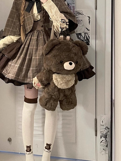 Detachable 35cm/50cm Backpack Brown Straps Plush Shoulder Bear Chocolate