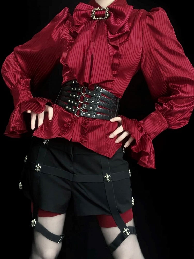 Bowtie Red with Ouji Jabot Lolita Shirt Sleeves Long