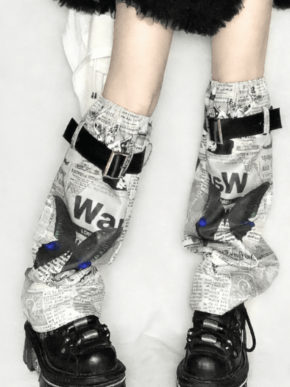 Print Butterfly Punk Magazine Leg Warmers