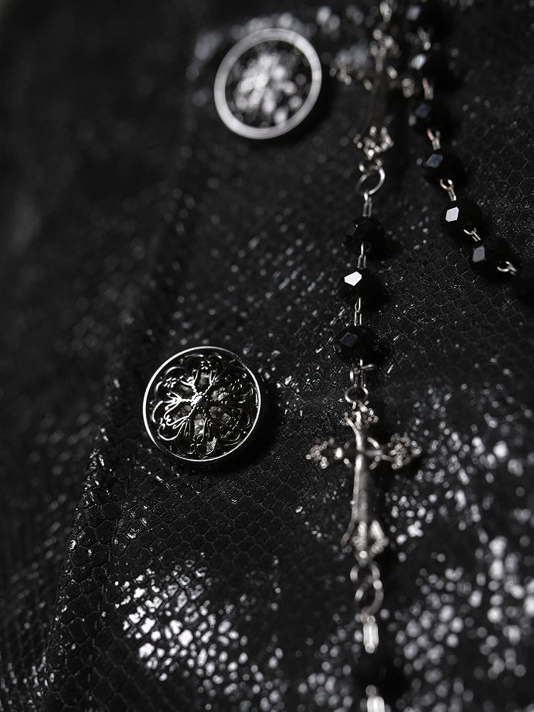 Spine Coat Ouji Collar Versatile Gothic Black Lizard Embroidery Fashion Back with