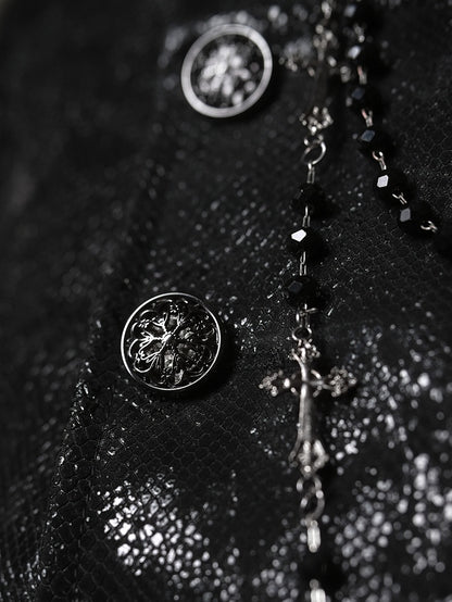 Spine Coat Ouji Collar Versatile Gothic Black Lizard Embroidery Fashion Back with