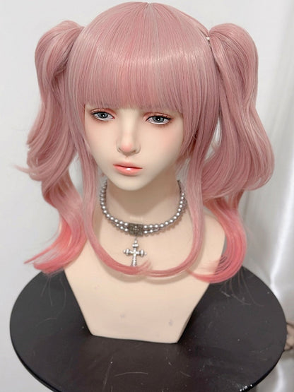 Pony Clips Klaue Länge Rosa 30CM Wellig Perücke 38CM Pferdeschwanz Mit + Air Doppel