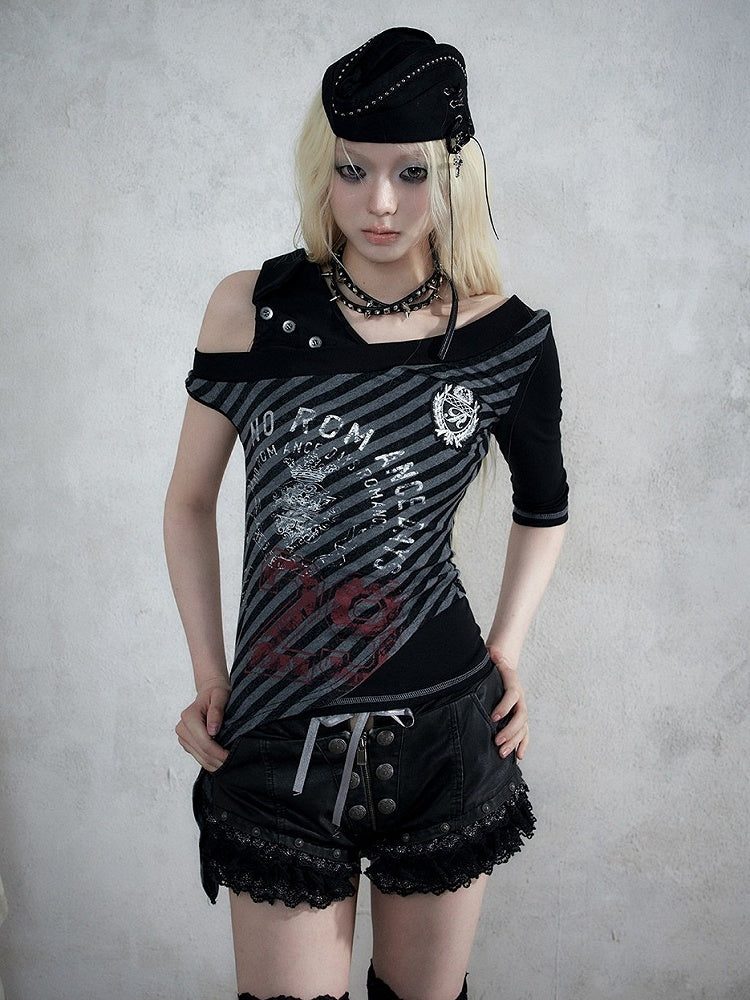 Black Faux Leather Shorts with Lace Trimmed Hems - NO ROMANCE