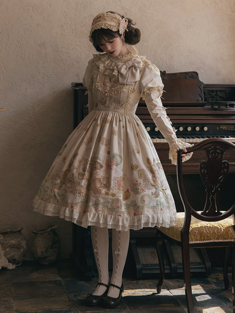 Bodice Toys Dress Embroidery Print Sleeves Teddy Lolita Short Sweet