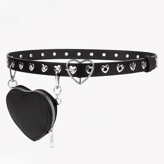 Waist Black Heart Heart-Shaped Bag Y2K Belt With Buckle