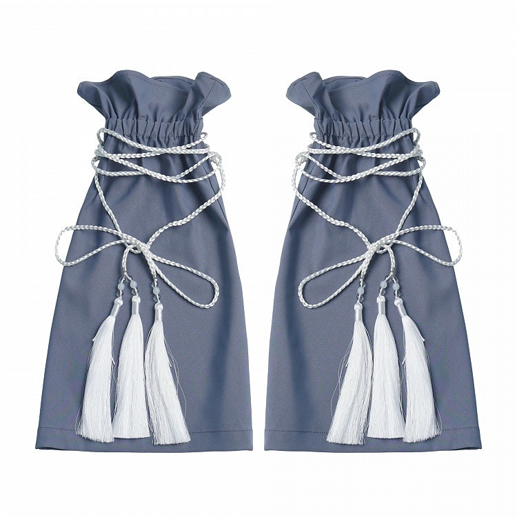Blue Leg Warmers Decorated with White Tassel Accents and Cozy Style - PINK SAVIOR