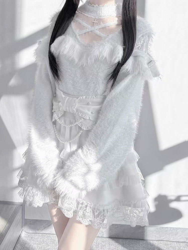 White Criss-cross with Sweater Neckline