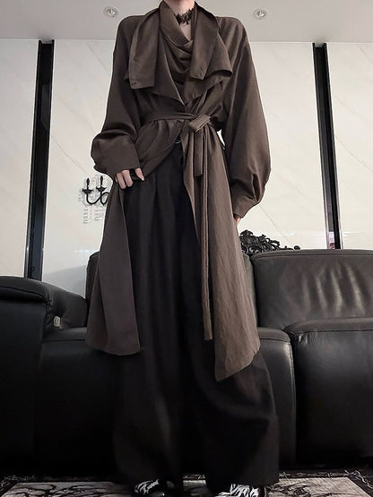 Brown Scarf Shirt Lolita Long Neckline Sleeve