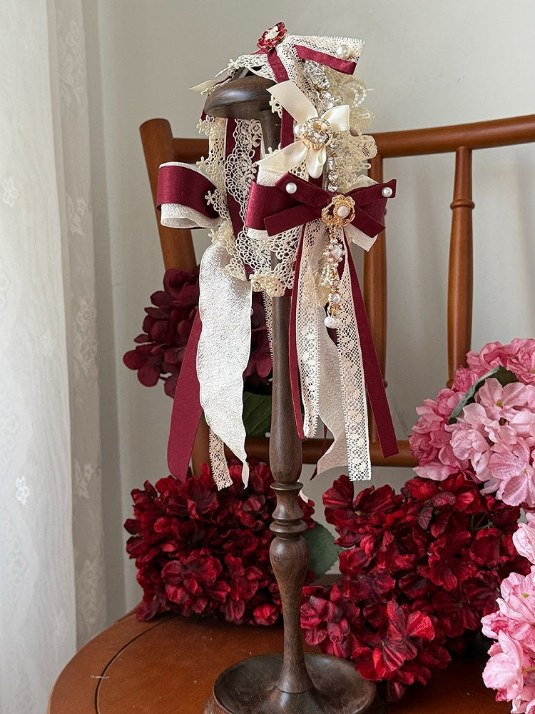 Red Bowknot Detail KC Headpiece - Nine Odes