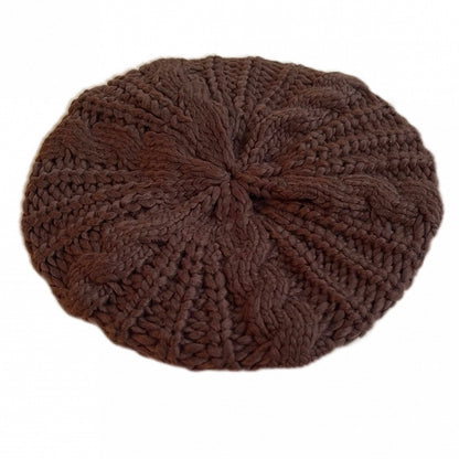Hat Knitted Khaki/Brown/Black Beret
