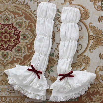 6 Options – Layered Bow and Lolita Trims Color Sleeves with Lace Accents Velvet