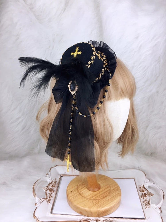 Feather Cross Mini Gothic Hat