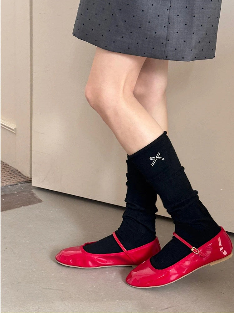Embellishments Ribbed 4-Color with Bow Calf Socks