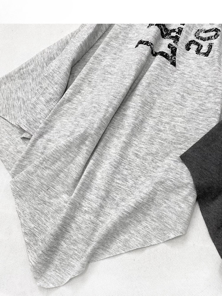 Shorts Saum Schwarz Schlitz Mit Buchstaben Asymmetrische Seite Rock Grau Druck Glamorous