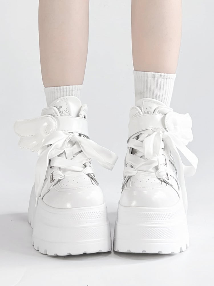 Shoes Accents Wings Gothic Platform Detachable White