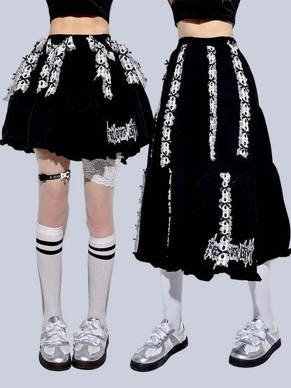 and with Black Foldable Lining Gothic Skirt Length Adjustable Built-In