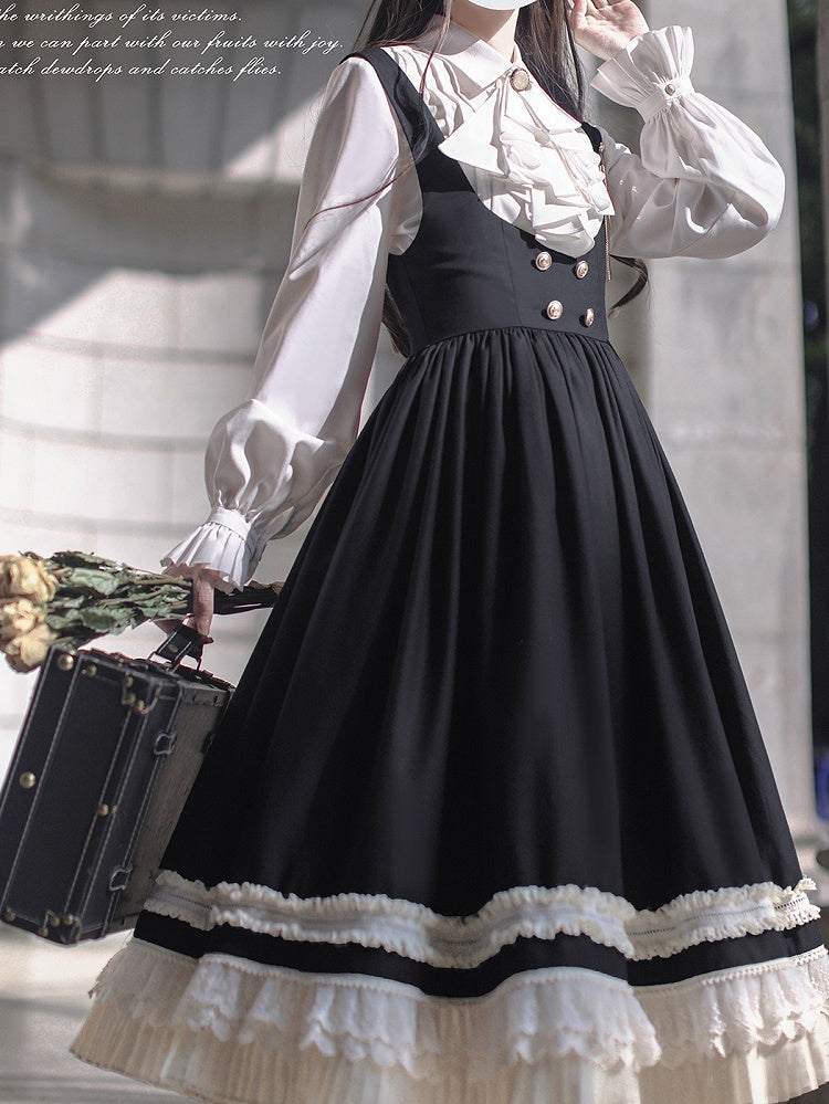 White Bishop Sleeves Blouse Details with Pleating