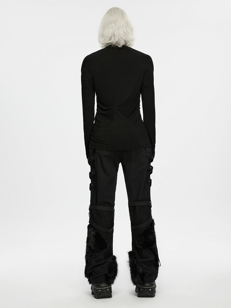 Dark Lace-up Turtle Neck Black Men's Base Layer - Punk Rave