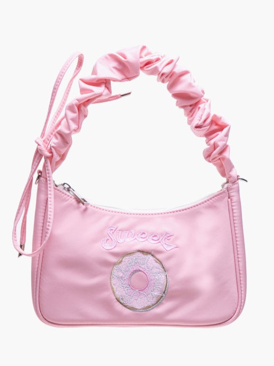 CrossbodyShoulder Embroidered Letter Design Pink And Bag Donut With