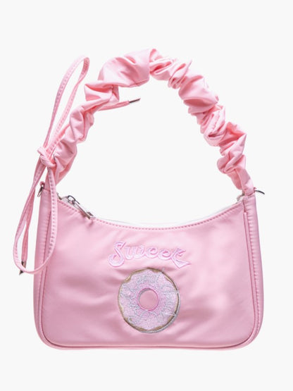 CrossbodyShoulder Embroidered Letter Design Pink And Bag Donut With