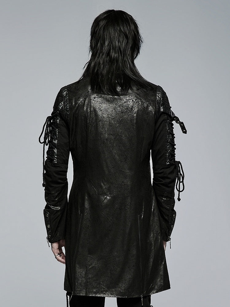 Punk Hot Personalized Long Black Men's Glue Windbreaker Sleeved