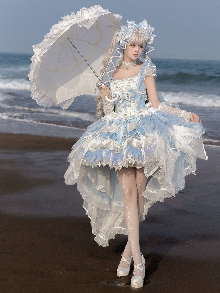 Blue Swan Feather Accented Lolita JSK Dress Set - Felinae Cookie