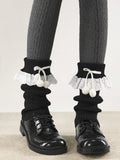 Warmers with Lace Collar 5 Pom-Poms Colors Trim Leg Turn-Down