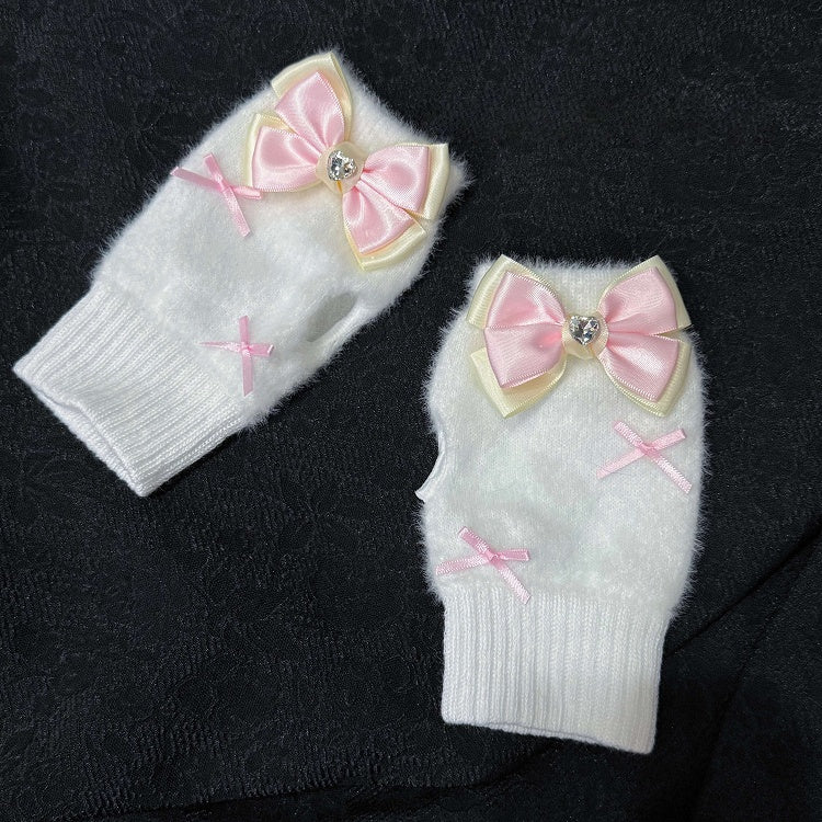 Accent Pink/Blue with Sweet Lolita Bow Rhinestone and White Gloves