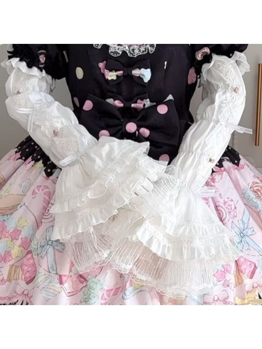 Detachable Lolita Sleeves in White with Tiered Ruffle and Lace Edging - Inspiration Post