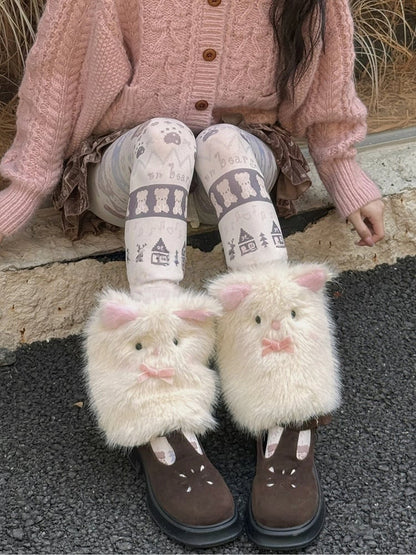 Cat-Ear Plush Leg Warmers