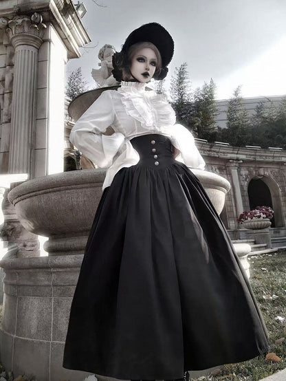 High Corset Lolita Black Skirt Gothic Belt Waist