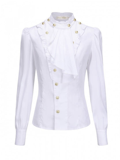 Ouji Aristocrat Lolita Jabot-Hemd im Ritterstil mit weißem Kragen