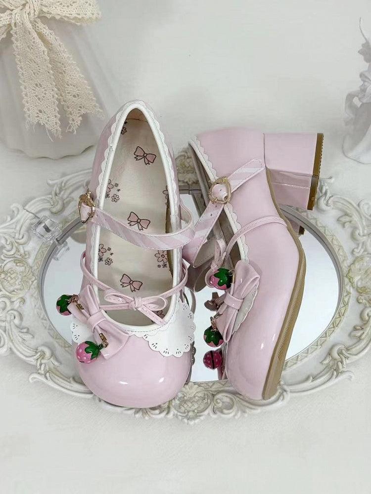 Hem Mid-heel 4.5cm Heel with Scalloped Mary Pink Sweet Lolita Light Janes
