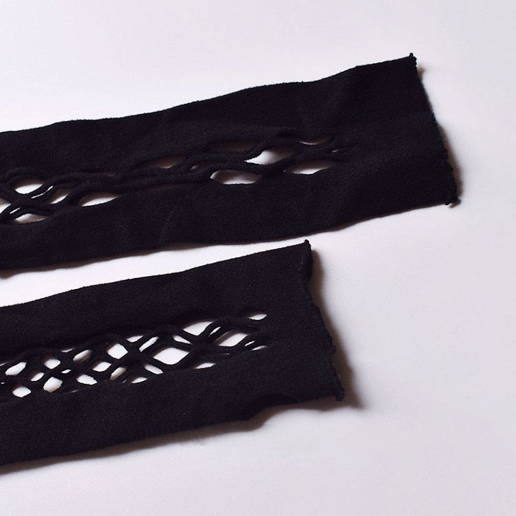 Long Gothic Gloves Black/White Punk Fishnet Style