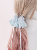 Ribbon Long Lace Hairclips Lolita Blue/Pink Bowknots
