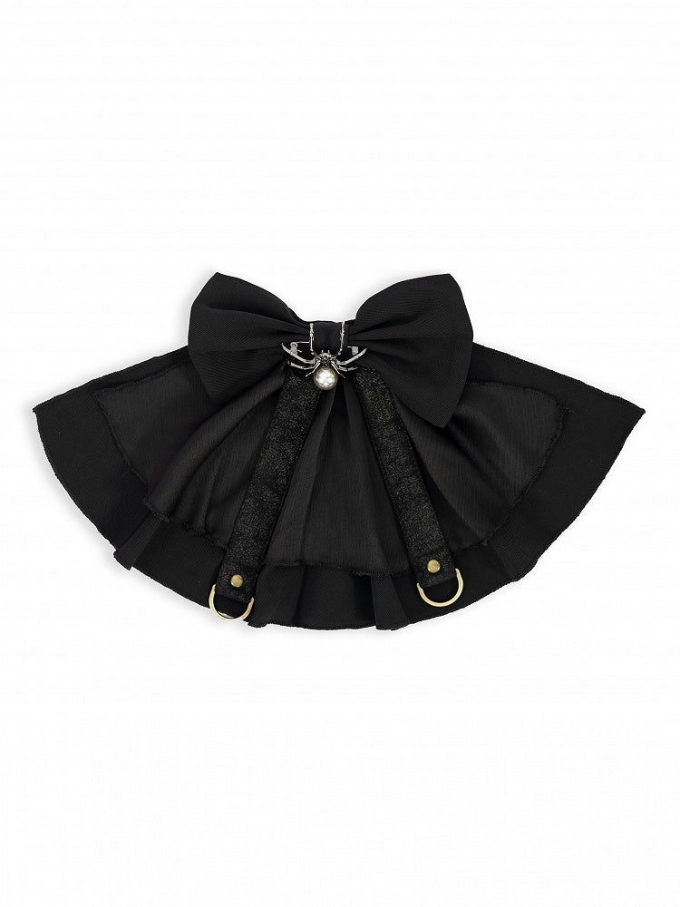 High Neck Long Sleeve Black Shirt with Ruffle Cuffs and Spider Bowtie - DevilInspired Exclusive Collection