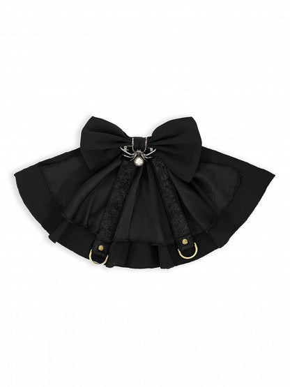 High Neck Long Sleeve Black Shirt with Ruffle Cuffs and Spider Bowtie - DevilInspired Exclusive Collection