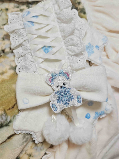 White Pompoms Bowknot Hairclip