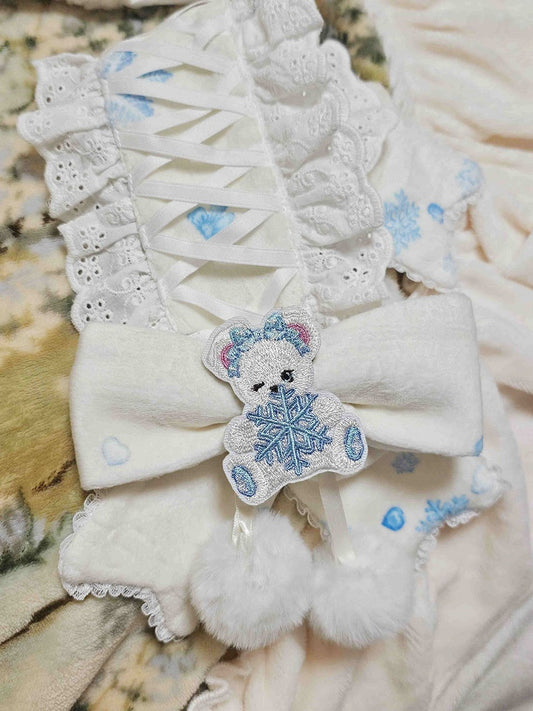 White Pompoms Bowknot Hairclip