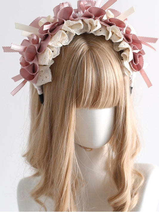 Sweet Beige Bowknot Ballet-Style Lace Pink KC