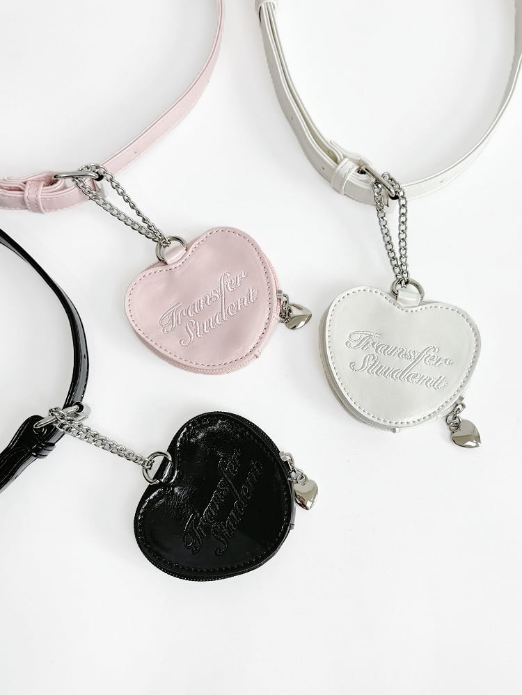 Bag Black with Bow Rhinestone - Jirai Crossbody Kei Interchangeable Crown Strap Heart