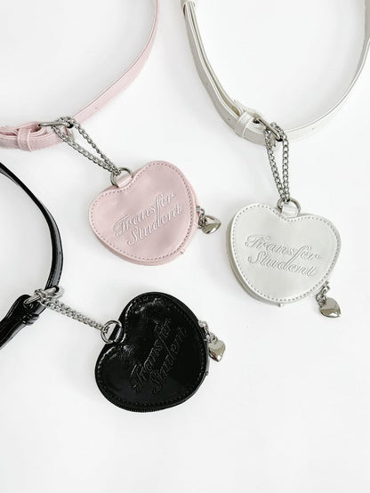 Bag Black with Bow Rhinestone - Jirai Crossbody Kei Interchangeable Crown Strap Heart